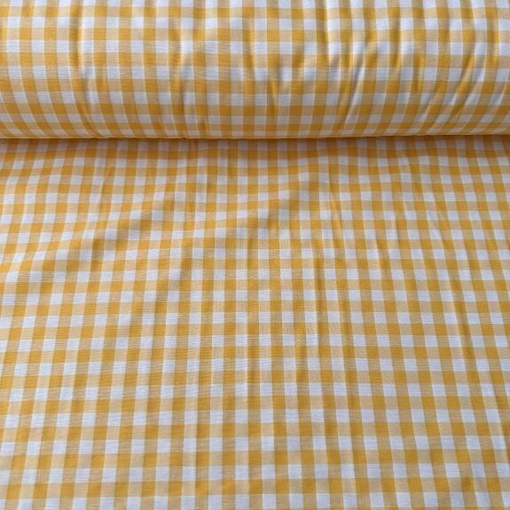 Sarı Kareli Zefir Kumaş