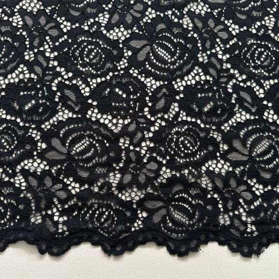 Siyah Çiçekli Kordoneli Dantel