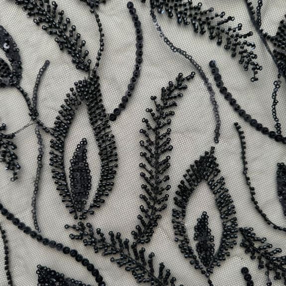 Siyah Lale Pullu Dantel