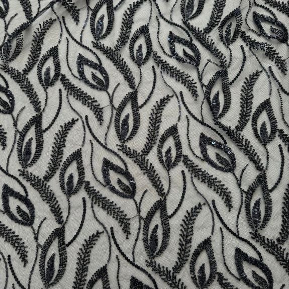 Siyah Lale Pullu Dantel