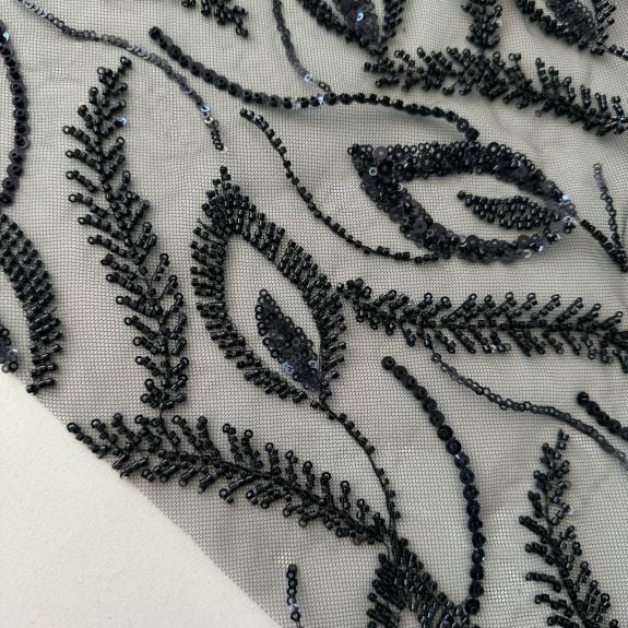 Siyah Lale Pullu Dantel