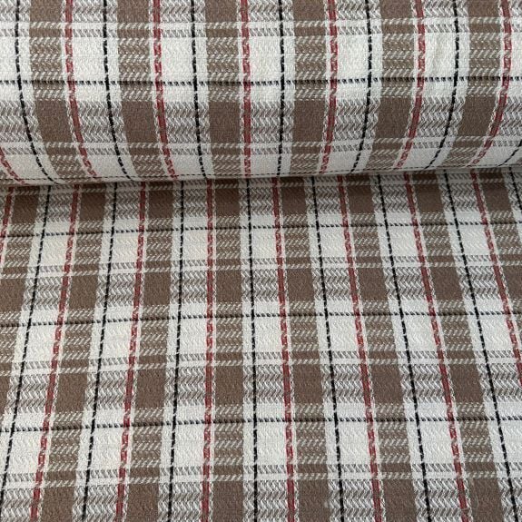 Bej Kareli Şanel Kumaş