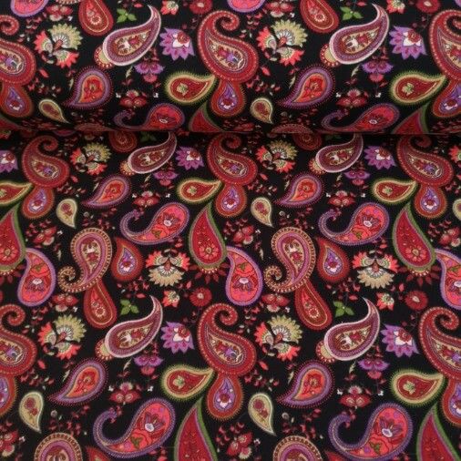 Modern Şal Desenli Divitin-Pazen Kumaş Bordo