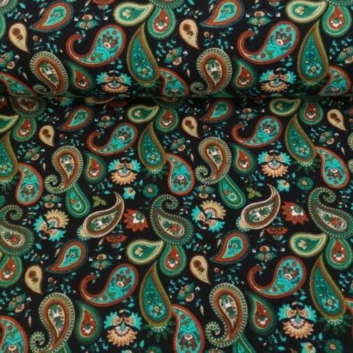 Modern Şal Desenli Divitin-Pazen Kumaş Yeşil
