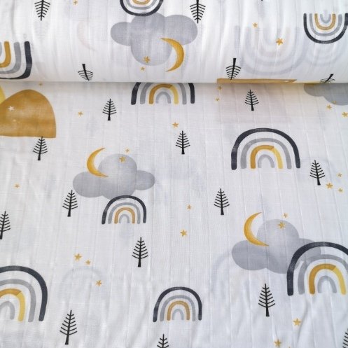 Büyük Gök Kuşağı Ve Ağaçlar Müslin Bezi Hardal