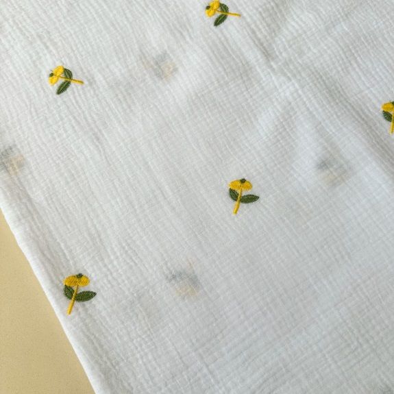 Nakışlı Double Müslin Bezi Sarı
