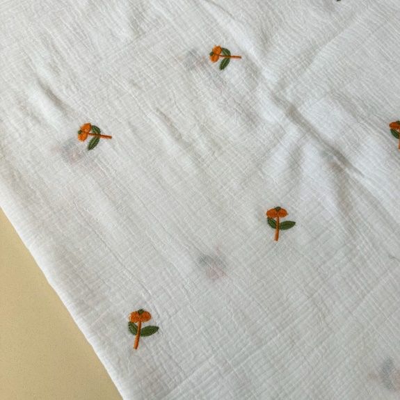 Nakışlı Double Müslin Bezi Turuncu