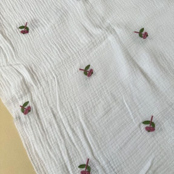 Nakışlı Double Müslin Bezi Gül Kurusu