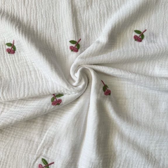 Nakışlı Double Müslin Bezi Gül Kurusu