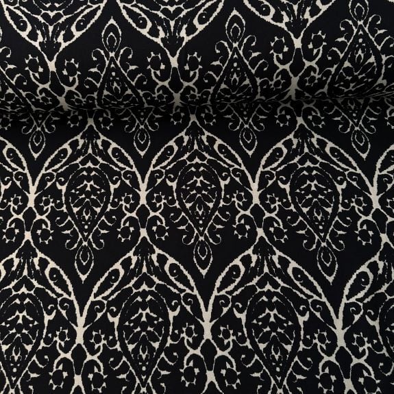 Siyah Ebruli Viskon Kumaş