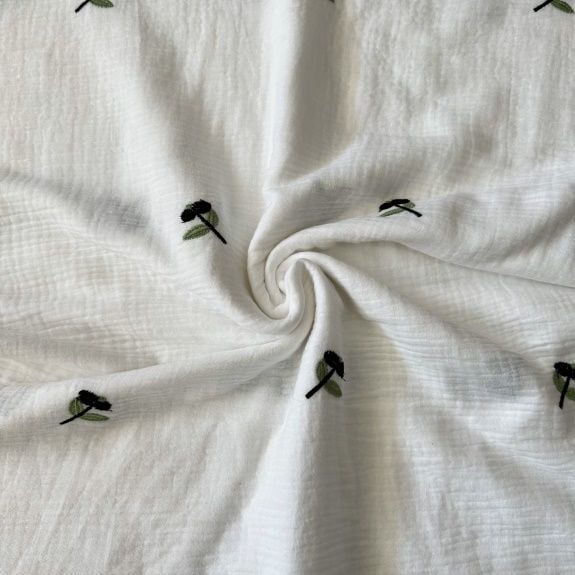 Nakışlı Double Müslin Bezi Siyah