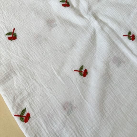 Nakışlı Double Müslin Bezi Fuşya