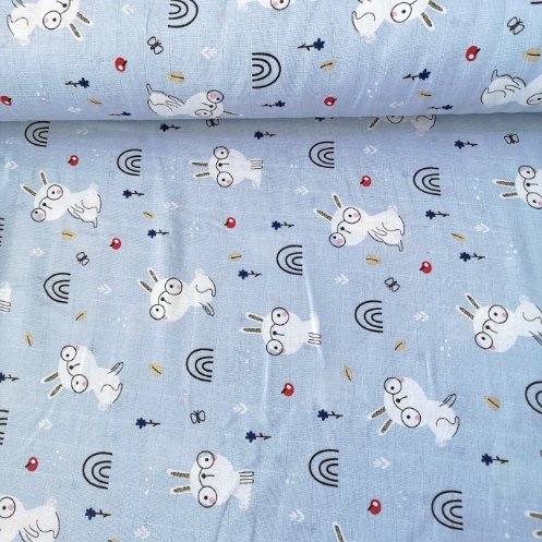 Gözlüklü Tavşancık Müslin Bezi Mavi