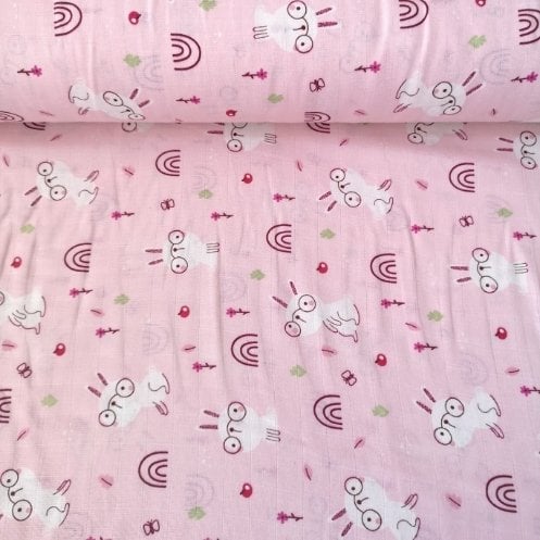 Gözlüklü Tavşancık Müslin Bezi Pembe