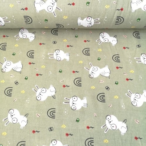 Gözlüklü Tavşancık Müslin Bezi Yeşil