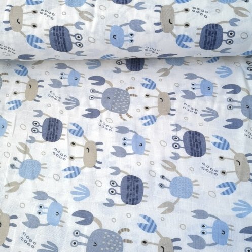 Sevimli Yengeçler Müslin Bezi Mavi