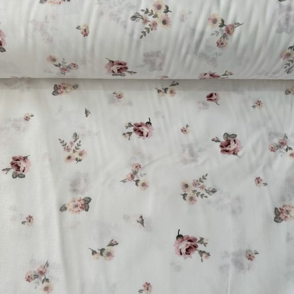 Daldaki Çıtır Çiçekler Poplin Kumaş Pudra