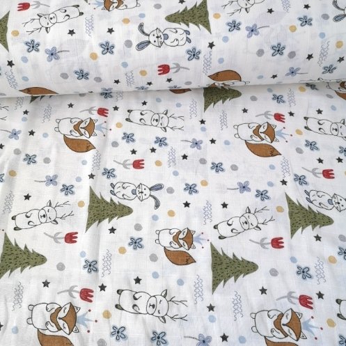 Sevimli Sincap Ve Tavşan Müslin Bezi Kahverengi