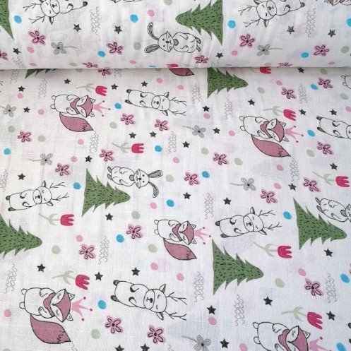 Sevimli Sincap Ve Tavşan Müslin Bezi Mor