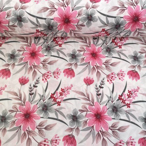 Çiçek Bahçesi Polycotton Poplin Pembe