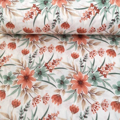 Çiçek Bahçesi Polycotton Poplin Somon