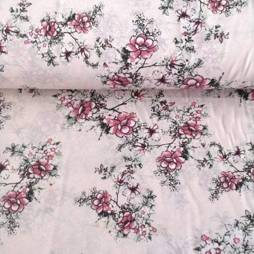 Karanfil Dalları Polycotton Poplin Pembe