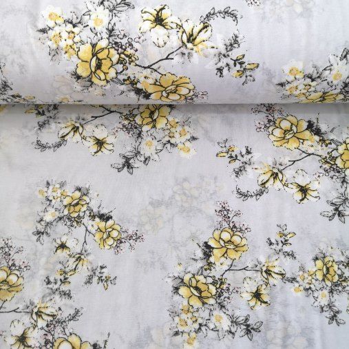 Karanfil Dalları Polycotton Poplin Gri