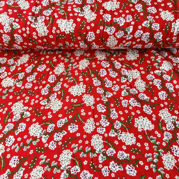 Yaz Neşesi Viskon Kumaş Kırmızı