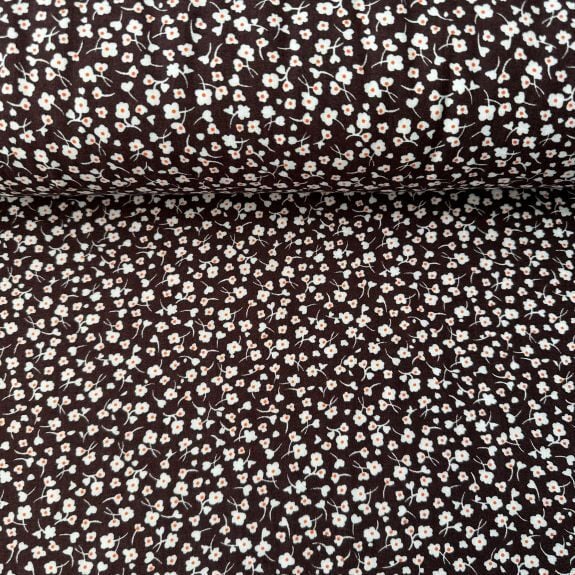 Uçuşan Çiçekler Viskon Kumaş Kahverengi
