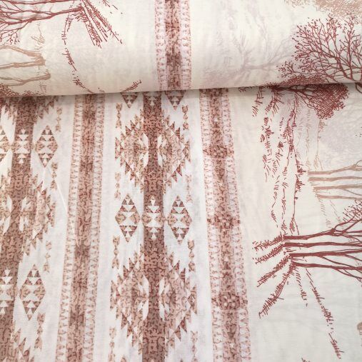 Kilim Desen Polycotton Poplin Gül Kurusu