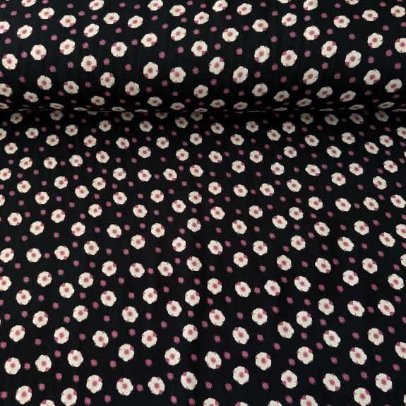 Minik Papatyalı Viskon kumaş Pembe