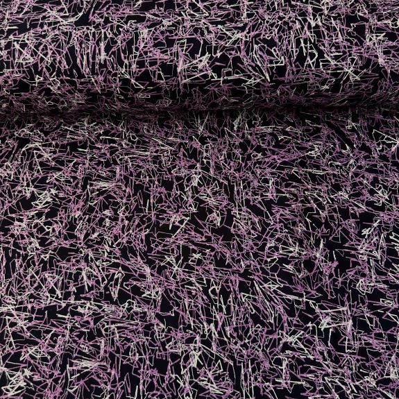 Karışık Çizgiler Viskon Kumaş Pembe