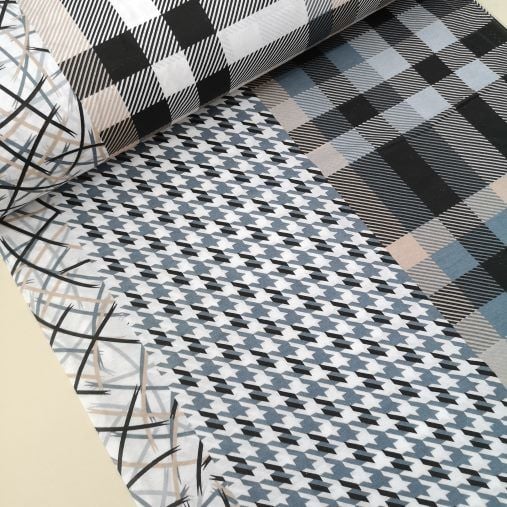 Kaz Ayağı Ve Kareli Polycotton Poplin