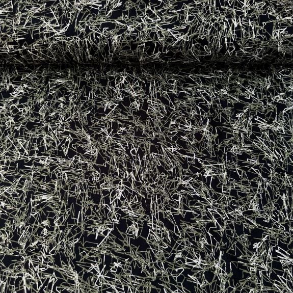 Karışık Çizgiler Viskon Kumaş Yeşil