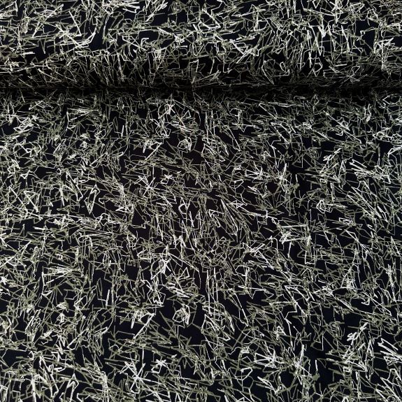 Karışık Çizgiler Viskon Kumaş Yeşil