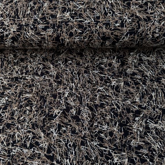 Karışık Çizgiler Viskon Kumaş Camel