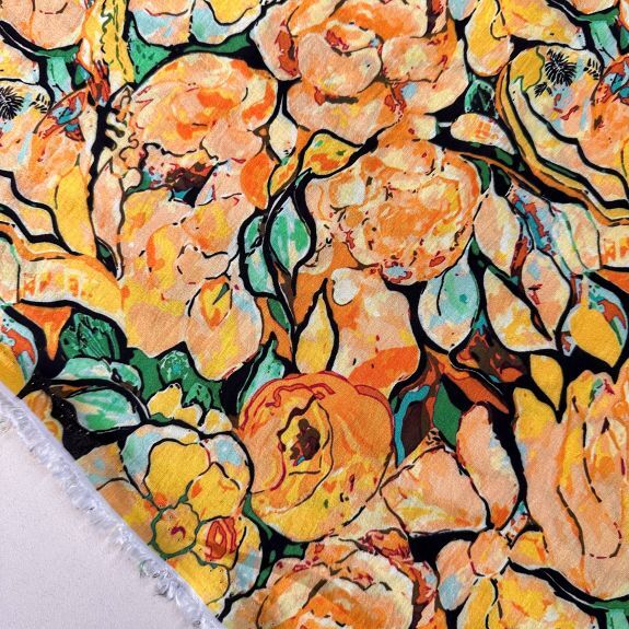 Flowers Mango Modal Kumaş Sarı