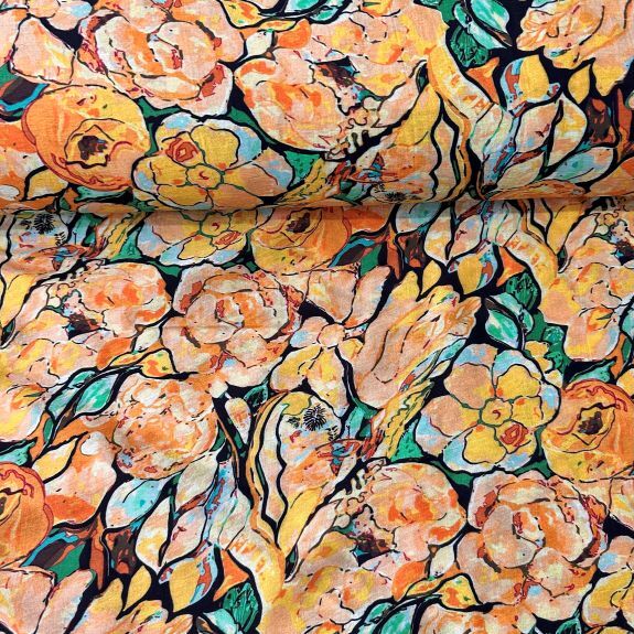 Flowers Mango Modal Kumaş Sarı