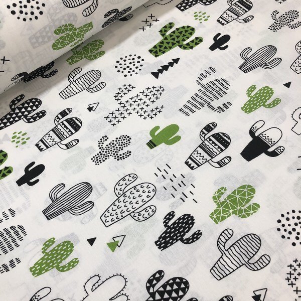 Kaktüs Desenli Poplin Kumaş