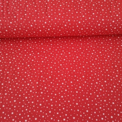 Koyu Zeminli Karışık Minik Yıldızlar Poplin Kumaş Kırmızı