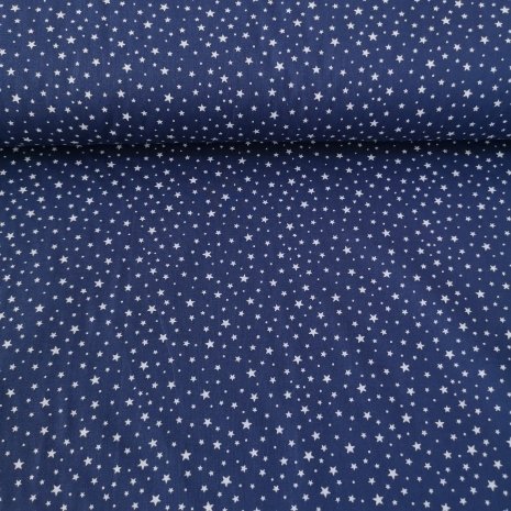 Koyu Zeminli Karışık Minik Yıldızlar Poplin Kumaş Lacivert