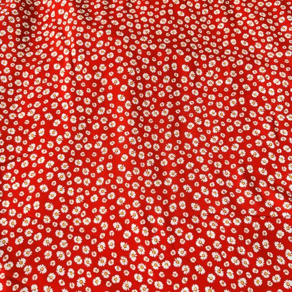 Red Daisy Viskon Kumaş