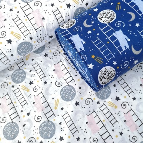 Yıldız Toplayan Ayıcık Poplin Kumaş