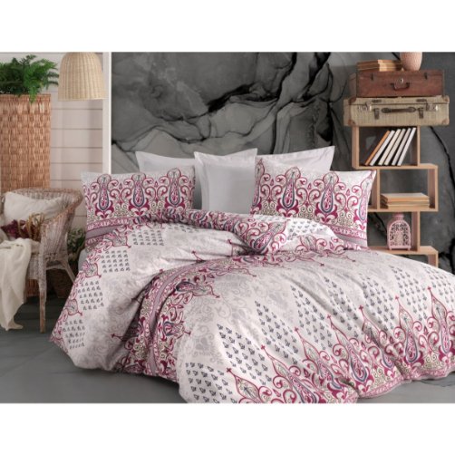 Bordo Osmanlı Deseni Polycotton Poplin Kumaş