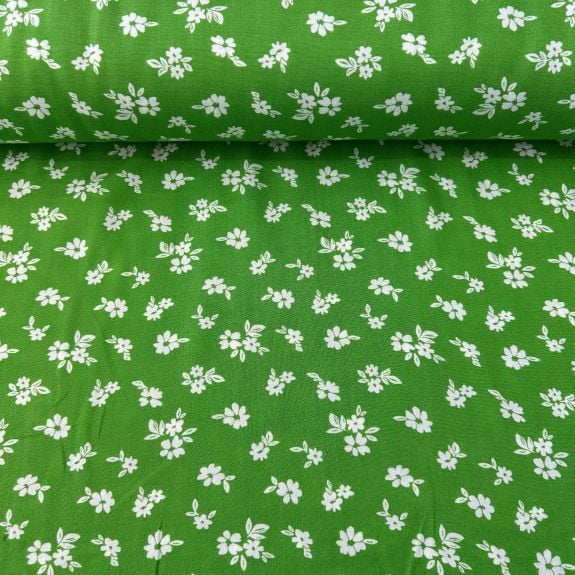 Papatyalı Viskon Kumaş Yeşil