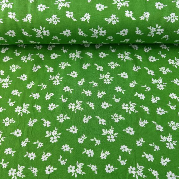 Papatyalı Viskon Kumaş Yeşil