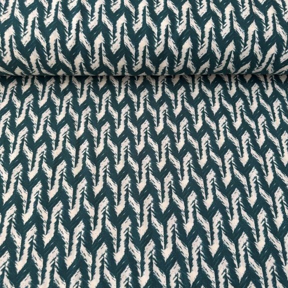 Kaz Ayağı Desenli Viskon Kumaş Yeşil