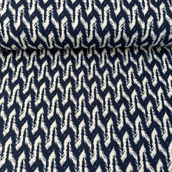 Kaz Ayağı Desenli Viskon Kumaş Lacivert