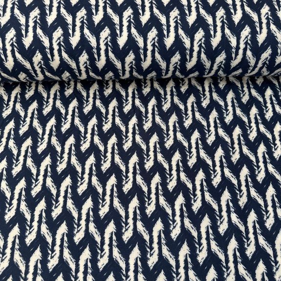 Kaz Ayağı Desenli Viskon Kumaş Lacivert