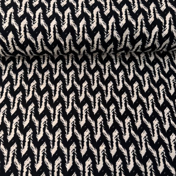 Kaz Ayağı Desenli Viskon Kumaş Siyah